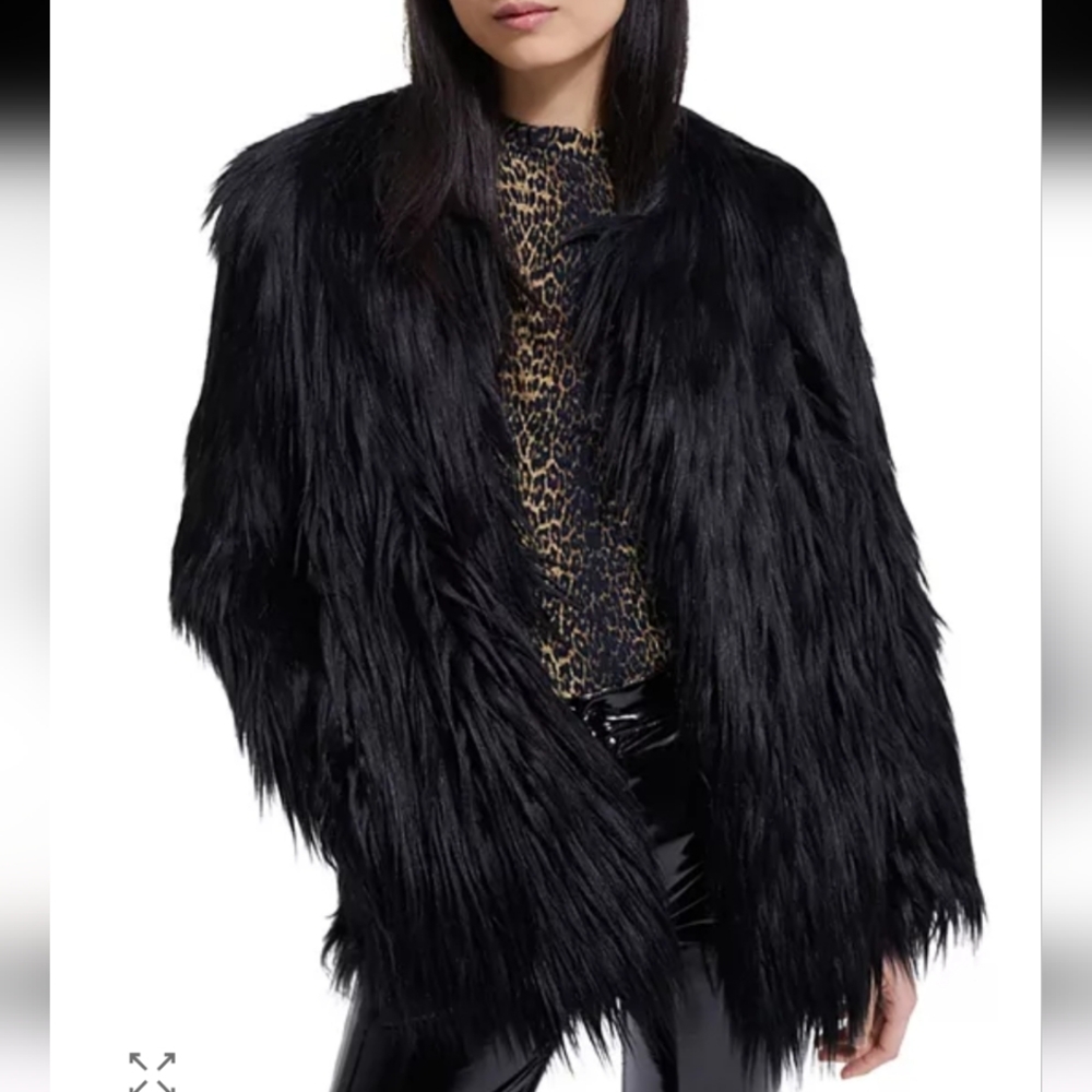 The Kooples Shaggy Black Teddy Jacket